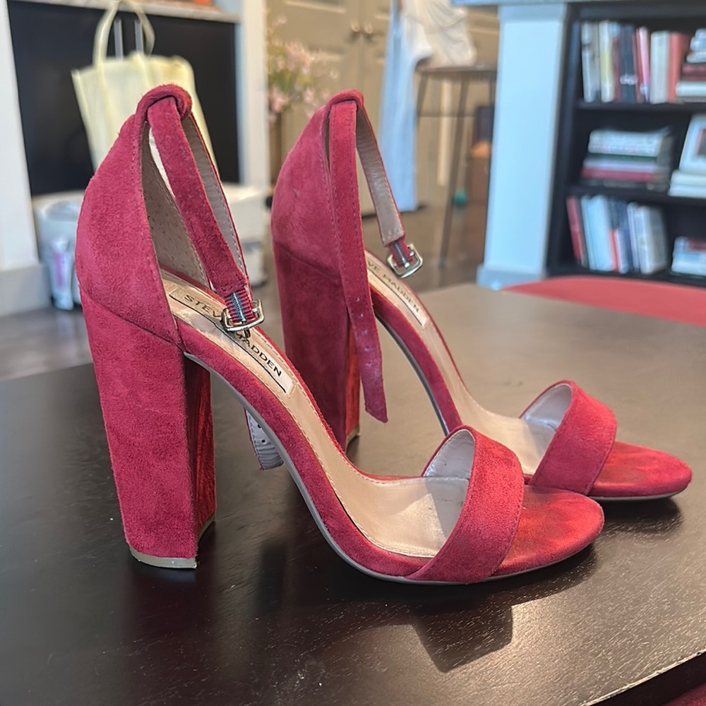Steve Madden Red Heeled Sandals with Ankle Strap